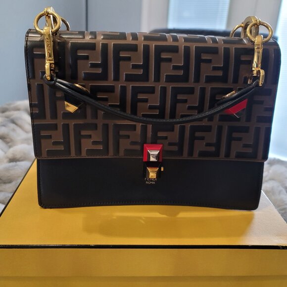 Fendi Kan I Medium Zucca FF Two-Tone Brown/Black - Picture 1 of 11